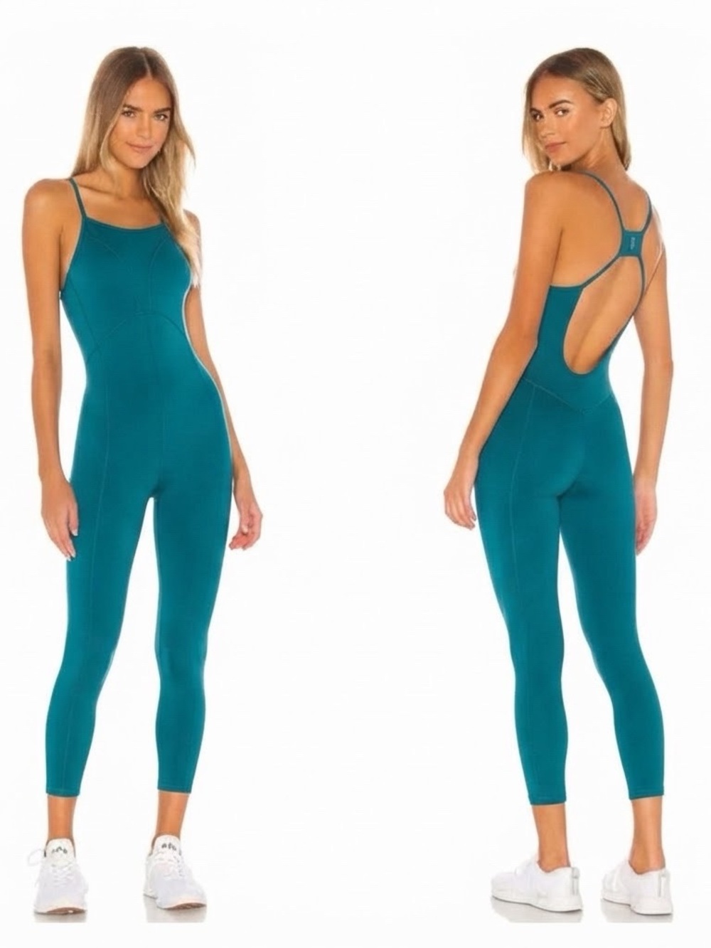Free People Ashford Side to Side Performance Jumpsuit Blue Teal Size Small